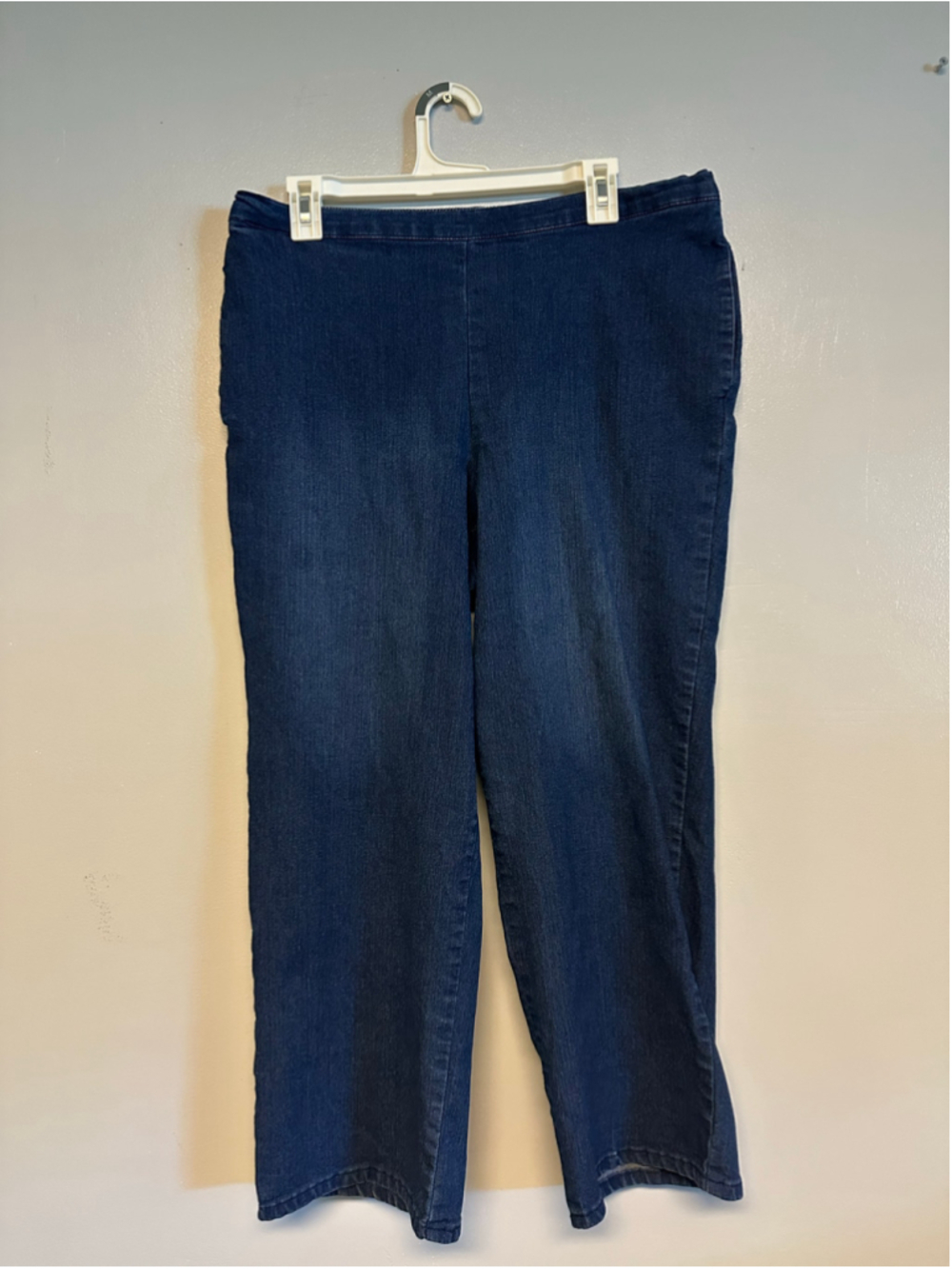 Alfred Dunner Straight Leg Cropped Pants Petite m Size 16P Blue Denim Stretch